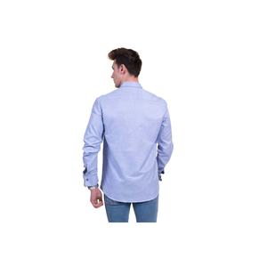 Chemise en coton et soie imprimée avec boutons de manchette et doubles poignets français - Product Image 3