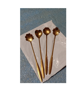 Cuillère à thé dorée en acier inoxydable en laiton argenté à long manche pour restaurants à la main au meilleur prix - Product Image 3