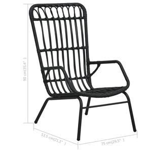 Sleek Black Rattan Lounge <b>Chair</b> for Modern Living Room or Outdoor <b>Relaxation</b> Space - Product Image 4