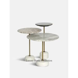 Decorative Modern Design Metal Side and Coffee <b>Table</b> Drinkable <b>Table</b> Gold Color With <b>Marble</b> Top Round Shape Latest Arrival - Product Image 4