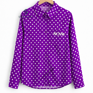 NCNW Sorority Camisa formal con botones para mujer, camisa clásica con cuello y botones en la parte delantera, camisa tejida de manga larga con botones - Product Image 1