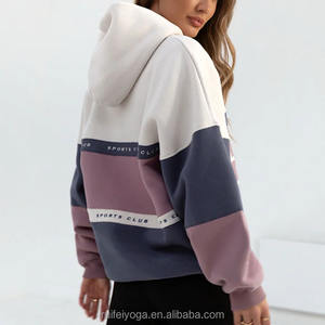 OEM Custom Embroidered Color Block <b>Hoodie</b> Streetwear High Quality Sport <b>Gym</b> Fleece Pullover 100% Cotton Oversized Women's <b>Hoodie</b> - Product Image 2