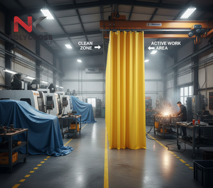 Bâche de protection industrielle pour atelier |   Bâche en PVC imperméable et résistante aux déchirures pour la protection des équipements et des matériaux d'atelier - Product Image 2