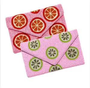 Prix de gros, pochette de soirée personnalisée avec perles pour mariage, OEM, pochette de soirée brodée avec perles indienne, nouvelle conception - Product Image 2