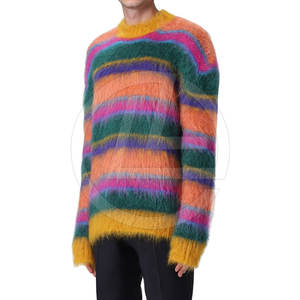 Pull en mohair pour homme avec ourlet et poignets côtelés pour un look élégant Pull en mohair de qualité supérieure avec tissu léger - Product Image 2