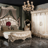 Luxuriöses Europäisches Klassisches Massivholz-Belinda-Softbett Verstellbares Schlafzimmer-Set Handgeschnitzt Anpassbare Farbe Mehrere Größen