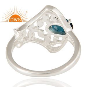 Nouvellement conception en argent Sterling naturel londres bleu topaze pierres précieuses bague empilable bijoux personnalisés pour les femmes cadeau pour elle - Product Image 3