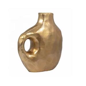 Top tendance moderne en fonte d'aluminium métal artisanat Table Top Vase noir argent finition élégant fer Vase pour la décoration intérieure - Product Image 5