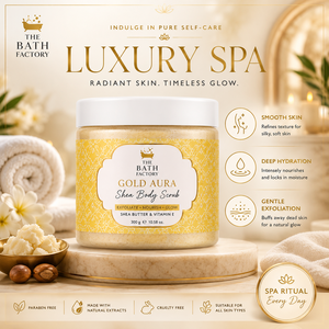 Exfoliante Corporal Shea Gold Aura de The Bath Factory para una Nutrición Profunda, Exfoliación Suave y Piel Radiante - Product Image 2