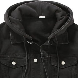 Latest New 100% Cotton High Quality <b>Black</b> Colour Fashion Coat <b>Man</b> Stretch Hood <b>Denim</b> <b>Jacket</b> Soft Cotton Summer - Product Image 3