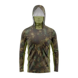 Vente en gros de sweat à capuche de protection solaire haute performance séchage rapide manches longues jaune camouflage design maillot de pêche UPF 35 100% polyester - Product Image 2