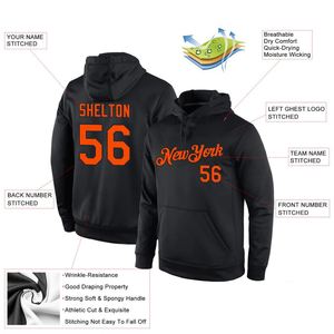 Sudadera con Capucha Sublimada Personalizada con Nombre de Equipo y Número, Sudadera Deportiva Negra y Naranja para Entrenamiento, para Hombre y Mujer, al por Mayor - Product Image 4