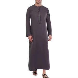 Thobe Musulman Taille Poche Solide Couleur Arabe Conception Robe Arabie Qatar Mode Hommes Vêtements Islamiques - Product Image 1