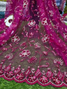 Tela de red importada con cuentas de primera calidad, tela de lujo adornada a mano para ropa de novia, vestidos de fiesta, vestidos y alta costura de moda - Product Image 2