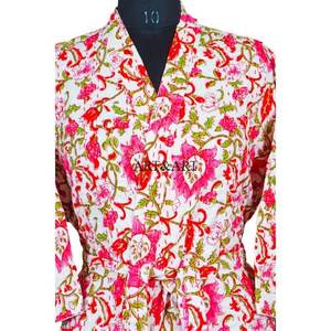 ชุดคลุมอาบน้ำคิมิโนลายดอกไม้สุดหรู คุณภาพดีเยี่ยม สำหรับผู้หญิง ความยาวเต็มตัว งานแฮนด์เมด ชุดนอนพรีเมียม ผ้าฝ้าย 100% - Product Image 4