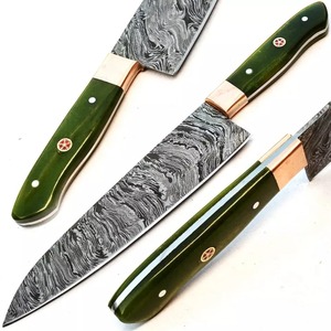 Cuchillo de chef de acero de Damasco ecológico hecho a mano con mango de palisandro, hoja afilada para cortar frutas y verduras - Product Image 1
