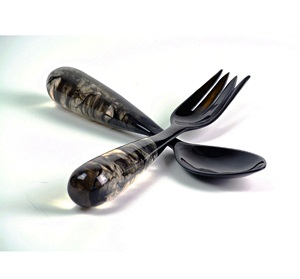 Servidores de ensalada de resina y Cuerno ARTESANÍA MÁS VENTA Juego de cuencos de Venta caliente Hecho EN LA India Incluye juego de servidor de ensalada de madera - Product Image 6