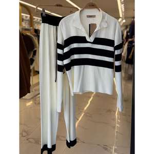 Conjunto de Pantalones y Suéter de Punto a Rayas Cerly Casual 9977 para Otoño, Transpirable y Elegante - Product Image 2