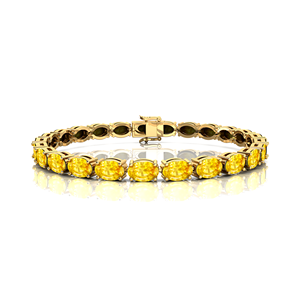 Venta caliente Diseño de tendencia Pulsera de tenis para mujer Forma ovalada geométrica Zafiro amarillo brillante Iced Out Pulseras DE TENIS RTS - Product Image 1