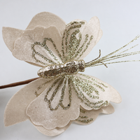 Décorations de Noël en tissu en forme de papillon pour sapin, tiges décoratives de papillons, décorations saisonnières pour la maison