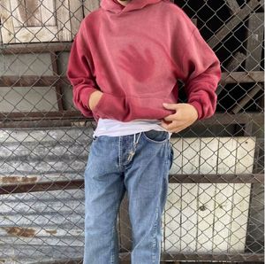 Unisex Acid Wash Embroidered Pullover 100% Cotton Lightweight Eco-Friendly Breathable Fleece Custom Logo Oversized Long Autumn - Product Image 2