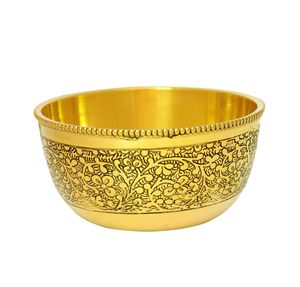 Medium-Size Brass Serving Bowl Versatile <b>Decorative</b> Kitchenware Set Salad <b>Egg</b> Beating Candy Serving Mixing Made Durable Metal - Product Image 1
