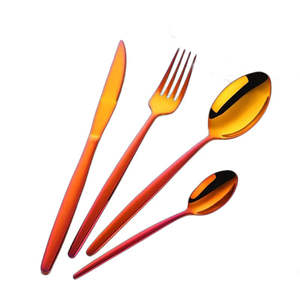 Meilleur ensemble de couverts décoratifs en acier inoxydable argenté de style américain 2 pièces servant pour le dîner et le déjeuner ensemble de couverts en corail - Product Image 5