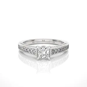 Prinses Gesneden Lab Gegroeid Zware 18K Gouden Diamanten Ring Klein Formaat Diamant Vvs Vs Helderheid Man Gemaakt Ring Direct Van Fabrikant