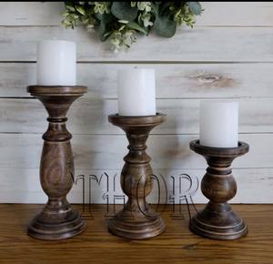 Set of 3 Pastoral Style Home Decor Pillar Candle Holders <b>Mantle</b> Decor Centerpieces for Fireplace and Dining Room for Easter - Product Image 3