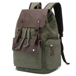 OEM cómodo logotipo personalizado moda impresa al aire libre cordón lienzo vintage impermeable causal bolsa al por mayor Mochila De estudiante - Product Image 2