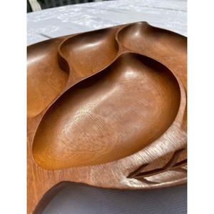 Plateau de fruits et de nourriture en bois pur pour décoration de mariage Plateau à 4 cloisons pour la maison et les ustensiles de cuisine - Product Image 4