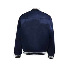 Veste d'université en satin bleu pour hommes, décontractée, respirante, taille plus, vente en gros pour lycée - Product Image 5