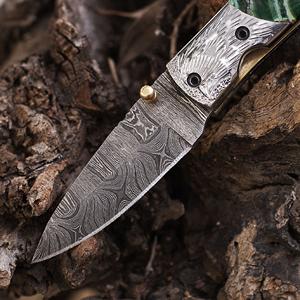 Venta al por mayor personalizable Premium Damasco acero plegable cuchillo de bolsillo profesional OEM al aire libre caza Camping cuchillo bloqueo interior - Product Image 2