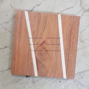 Modern Epoxy Resin <b>Square</b> Best Coaster and Wood Stand Eco Friendly Luxury Solid Wood and Epoxy Resin Craft Tea Drink Cup - Product Image 3