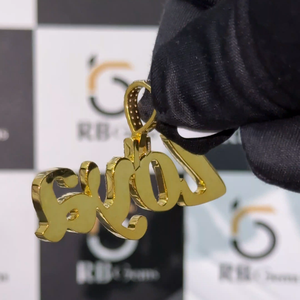 Colgantes Cristianos Finos, Dijes Hip-Hop, Gemas RB Certificadas por IGI, Nombre Personalizado, Chapado en Plata/Oro, Corte Brillante, Moissanita VVS, para Mujer - Product Image 3