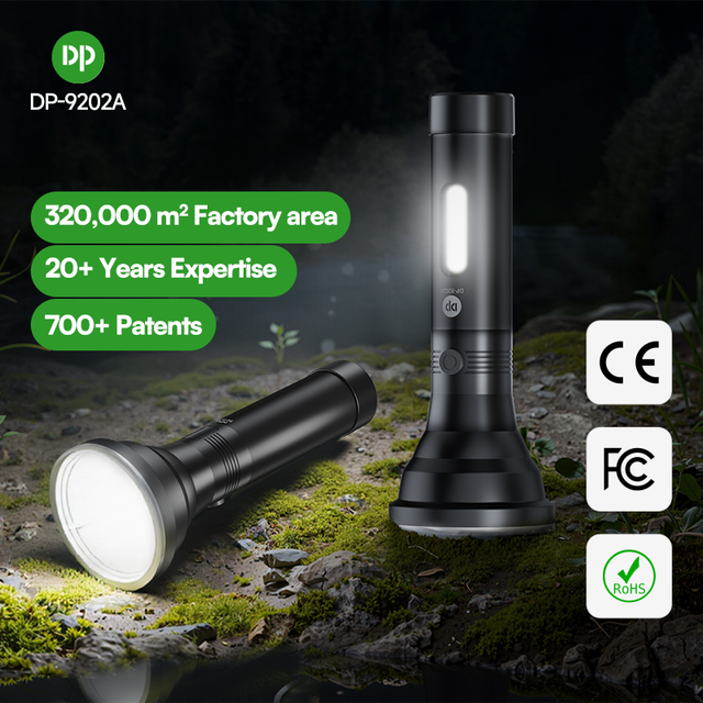 2000mAh Aluminum Alloy Flashlight Rechargeable LED Torch Fresnel USB Charging COB Side Light
