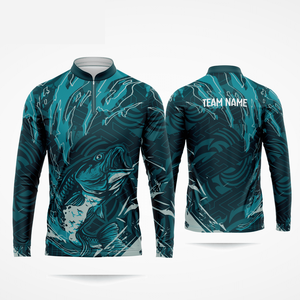 Maillot de pêche à manches longues en polyester 100% pour hommes, capuchon de protection solaire UV à séchage rapide, fournisseur de gros pour - Product Image 1