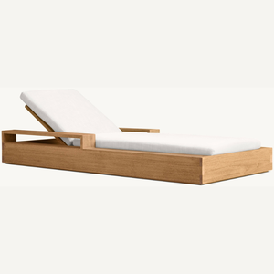 Chaise longue en teck de bonne qualité au style moderne pour une utilisation individuelle sur la terrasse ou au bord de la piscine - Product Image 6