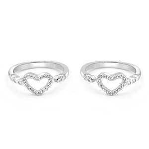 NOVAMART Fine Zarkan <b>Silver</b> <b>Toe</b> <b>Rings</b> with Locked Heart Design for Weddings Engagements and Gifts Adorned Diamonds Wholesale Exp - Product Image 6