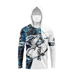 UPF50 Custom Printed Sublimation Long Sleeve <b>Hooded</b> Fishing <b>Shirt</b> Breathable Quick Dry Waterproof Anti-Bacterial UV Sun - Product Image 1