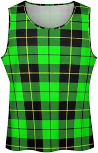 Green Plaid Men's <b>Muscle</b> Tank Top Sleeveless Workout Tank Shirts Gym Fitness Tees <b>Vest</b> Customized - Product Image 3