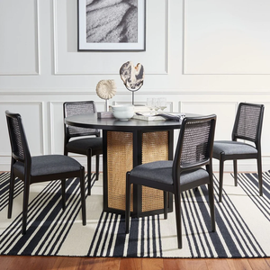 Silla de Comedor Genia de Madera de Teca Sólida con Cojín, Diseño Moderno, Acabado Negro, para Hogar, Hotel, Apartamento o Villa - Product Image 6