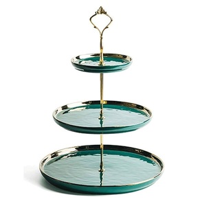2024 New Collection Glamorous Green 3 Tier <b>Cake</b> <b>Stand</b> for Home and Party Decoration Manufacturer and Supplier From India - Product Image 1