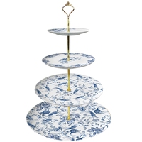 Sous-assiette élégante, nouvelle assiette de présentation en porcelaine blanche et bleue avec bordure dorée perlée, magnifique, écologique, passe au lave-vaisselle