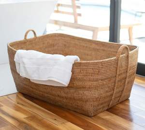 Rangement à linge en rotin tissé naturel |   Panier artisanal à prix de gros pour les tendances de décoration intérieure écologiques. - Product Image 6