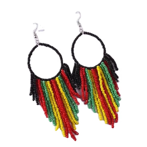 2025 gros à la mode à la main bohème perles de rocaille gland boucles d'oreilles coloré boucles d'oreilles unisexe fabriqué en inde - Product Image 1