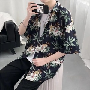 ฤดูร้อนใหม่เปิดลงแฟชั่นเสื้อแขนสั้นชายHigh Streetสบายๆหลวมปุ่มเสื้อสเวตเตอร์ถักY2Kพิมพ์All-Match Tops - Product Image 6