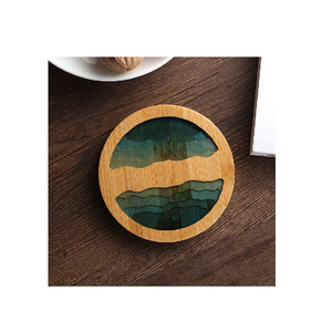 Posavasos de madera y resina de forma redonda de buena calidad, diseño de piña para el hogar, restaurante, mesa de café, posavasos, superventas - Product Image 2