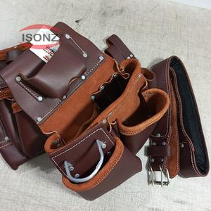 Custom 18 Pockets <b>Leather</b> <b>Belt</b> Tool <b>Pouch</b> - Product Image 5