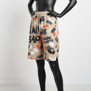 Shorts de basket pour femmes 180 GSM en maille polyester respirante beige, noir, blanc, rouge, avec logo personnalisé imprimé à l'écran - Product Image 4